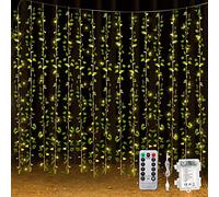 Unittype 15 Pcs 6.6 ft 300 LED Fake Ivy Vines Window Curtain String Light for Bedroom, Artificial Hanging Ivy Vines Plant Garland with Light for Wall Garden Outdoor Indoor Decor(Ivy Leaf)