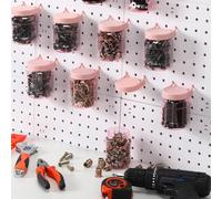 Unittype 20 Set Pegboard Organizer Accessories Peg Boards Jars with Lids Plastic Pegboards Bins Storage Containers Clear Peg Board Wall Organizer for Garage Sewing Office Home Supplies(Pink)