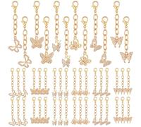 Unittype 36 Pcs Butterfly Keychain Bulk Butterfly Rhinestone Keyring Charm Gifts for Women Guest Baptism Bridal Wedding Party Favors