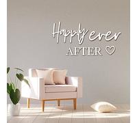 Unittype 4 Pcs Happily Ever After Wall Decor Wooden Words Heart Hanging Wedding Day Plaque Sign Wedding Wood Word Cutout Sign for Crafts Happily Ever After Wall Art for Home Decor Party, White