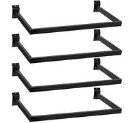 Unittype 4 Pcs U Shaped Hangrail for Slatwall 24 Inch Tubing Hangrail Rectangular Tubing Metal Slat Hanger Wall Accessory for Retail Displays Bracket Clothing Rack Home Use (Black)