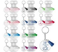 Unittype 50 Pcs Inspirational Christian Acrylic Keychain Religious Bible Verse Sign Keychain with Tassels Key Rings Multicolor Gift for Teen Girl Women Teachers Coworker Friends(50 Pcs), Colorful, One