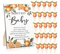 Unittype 51 Pcs Don't Say Baby Shower Game Supplies Include Baby Shower Sign and 50 Mini Clothespins for Boys Girls Gender Reveal Party Game Prizes(Little Cutie)