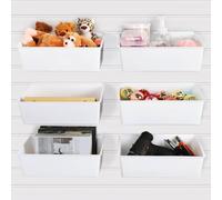 Unittype 6 Pcs Large Slat Wall Bins PVC Slatwall Containers Plastic Stackable Storage Bins Baskets Organizer for Garage Hardware Tool Storage Organizing, 13 x 9.7 x 4.3 Inch(White)