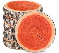 Unittype 6 Pcs Round Throw Pillow Wood Slice Chair Pillow Decorative Sofa Tree Stump Floor Cushion Natural Wood Cushion 3D Digital Printing Forest Decor for Bedroom Living Room(Stylish)