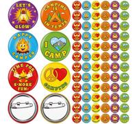 Unittype 72 Pcs I Love Camp Mini Buttons Camping Bachelorette Button Pins Camp Bachelor Party Merit Badges Camping Theme Metal Pin Badges for Bridal Shower Wedding Party Favor Games Supplies
