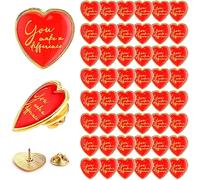Unittype You Make a Difference Button Pins Enamel Heart Shape Motivational Lapel Pins Bulk Recognition Kawaii Heart Badges for Employee Nurse Teacher Volunteer Hats, Zinc, goldstone