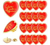 Unittype You Make a Difference Button Pins Enamel Heart Shape Motivational Lapel Pins Bulk Recognition Kawaii Heart Badges for Employee Nurse Teacher Volunteer Hats, Zinc, goldstone