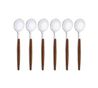 Uniturcky 6-Piece Teaspoons Set, Stainless Steel Tea Spoons Set for 6, Silver Mirror Polished Small Spoons for Home Kitchen Restaurant, Round Wooden Effect Handle, 5.9inches, Dishwasher Safe