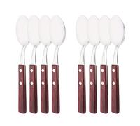 Uniturcky 8 PCS Dinner Spoon Set, 304 Stainless Steel Table Spoons with Red Wooden Square Handles, 7.9" Long