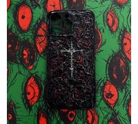 Unitvbba Handmade 3D Gothic Monster Eye Phone Case - Custom Fit for All Phone Models - Unique for Horror Fans, Cosplay, Dark Aesthetic Lovers (Black and red Cross)