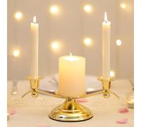 Unity Candle Holder for Wedding Ceremony Set - Romadedi 3 Arm Metal Gold Candle Stand for Pillar Taper Candlestick Unity Candles Centerpiece Decor Bride Reception Anniversary Decoration Gift