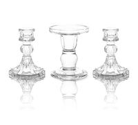 Unity Candle Holder - Glass Candle Holders for Pillar Candles Taper Candles, Glass Candlestick Holders Set of 3, Decorative Clear Glass Candlestick Holder for Wedding Table Dinning Church Centerpiece