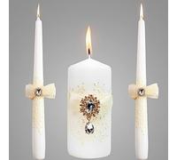 Unity Candle Set for Weddings Ceremony Set 3 pcs - 6" Pillar and 2 10" Tapers - Decorative Unity Candles for Wedding - Decorations Bride and Groom - Wedding Accessories for Reception and Ceremony