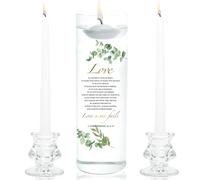 Unity Candles with Glass Holder for Wedding Ceremony - Unity Candles for Wedding, Religious Ceremony Ideas Marriage Decoration Accessories Set for Newly Couple Anniversary Church