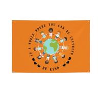 Unity Day - In A World Be Kind Kids Earth Anti Bullying Orange Banner Backdrop Photography Background 47x71in Flag For Party Home Yard Holiday Decoration