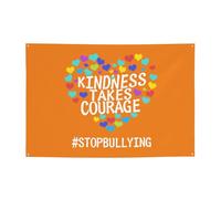 Unity Day - Kindness Takes Courage Anti Bullying Orange Banner Backdrop Photography Background 47x71in Flag For Party Home Yard Holiday Decoration