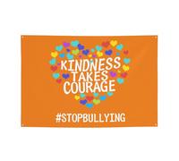 Unity Day - Kindness Takes Courage Anti Bullying Orange Banner Backdrop Photography Background 47x71in Flag For Party Home Yard Holiday Decoration