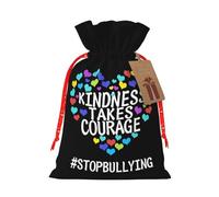 Unity Day - Kindness Takes Courage Anti Bullying Orange Christmas Drawstring Gift Bags Reusable Xmas Presents Storage Bags Party Favorstags 4.7 * 6.9ins