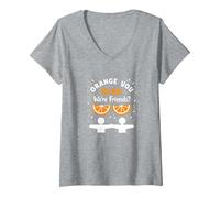 Unity Day Orange You Glad We're Friends? Funny Pun Gift V-Neck T-Shirt, Women, Heather Grey, XXL