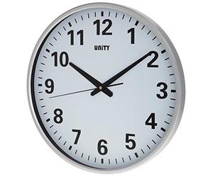 Unity Extra Large Wall Clock, Tejo 38cm Clear Dial Ultra Quiet Sweeping Hands, Silver, 38x38x6 cm