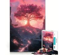 Unity Pink Tree Sunset Landscape 1000-piece Puzzle for Teenagers Mind Skill Fun Uniform Size Precise Pieces Relaxing Indoor Group Activity (38x52cm)
