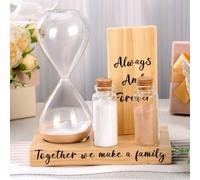 Unity Sand Wedding Ceremony Set Unity Ceremony Ideas Kit Include Wood Base Plaque Glass Hourglass Plastic Funnel 2 Mini Bottle 2 Dyed Sand for Wedding Marriage Bridal Party Decoration Supplies