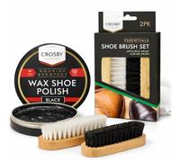 Unity Support Supplies Crosby Black Wax Shoe Polish Kit with 2 Pack Shoe Brushes - Leather Shoe Care Set with Applicator & Buffing Brush, Nourish, Protect & Restore Shine, Water Resistant Finish
