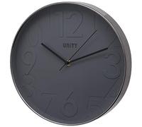 Unity Wall Clock, Clifton, Raised Numbers, Grey, Silent Sweep, 12-inch / 30cm