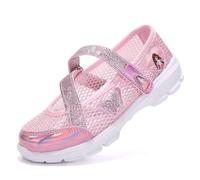 Unitysow Girl Sandals Princess Shoes Mary Jane Flat Sandals Birthday Party Wedding Dress Walking Shoes for Toddler/Little Kid/Big Kid,Pink,8 UK Child