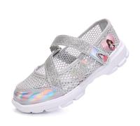 Unitysow Girl Sandals Princess Shoes Mary Jane Flat Sandals Birthday Party Wedding Dress Walking Shoes for Toddler/Little Kid/Big Kid,Silver,12 UK Child