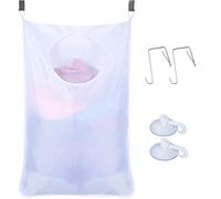 Uniuooi Door-Hanging Laundry Hamper Bag White, Foldable & Space Saving Corner Laundry Organiser with 2PCS Stainless Steel Door Hooks 2PCS Suction Hooks