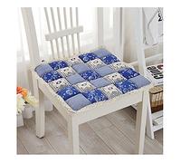 Uniuooi Floral Seat Pad Cushion with Ties, Cotton Cushion for Dining Chair Garden Kitchen Office School, Car Seat Mat Pet Bed, Size 15.7 x 15.7 inch/40 x 40 cm Classical Blue 1PCS