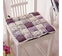Uniuooi Floral Square Seat Cushion with Secure Ties, Multipurpose Chair Pad for Dining, Garden, Kitchen, Office, School, Car Seat & Pet Bed, 15.7x15.7 Inch / 40x40cm, Purple Floral