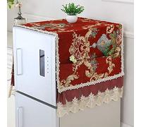 Uniuooi Fridge Dust Cover with Pocket Flower Print Lace Fabric Refrigerator Washing Machine Top Dust Cover European Style (Red, 70 * 170cm)