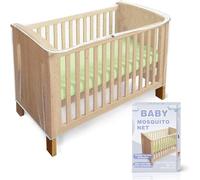 Univeral Baby Cot Bed & Crib Mosquito Net with Wide Opening Zipper Door 360°Protection Insect and Cat Net Full Wrapping Strectchy Nursery Room Tent, Easy Installation Compact for Travel and Home