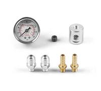 Universal 1/8 NPT Fuel Pressure Gauge Liquid Filled Polished Case 0-160 Psi And Adaptor Kit for Fuel Injection Systems (Meter + Tee Adapter)