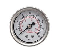 Universal 1/8 NPT Fuel Pressure Gauge Liquid Filled Polished Case 0-160 Psi And Adaptor Kit for Fuel Injection Systems (Single Meter)