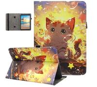 Universal 10 10.1 11 Inch Android Tablet Case, Nannxiebky Multi-Angle Viewing Stand PU Leather Case for 10 10.1 11 Inch and More 9.5" - 11.0" Tablet, Bubbles Cat