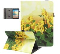 Universal 10 10.1 11 Inch Android Tablet Case, Nannxiebky Multi-Angle Viewing Stand PU Leather Case for 10 10.1 11 Inch and More 9.5" - 11.0" Tablet, Sunflower