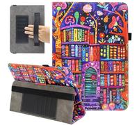 Universal 10 10.1 11 Inch Tablet Case, Viclowlpfe Protective Folio Stand Android Case for 9.6-11 Inch Tablet with Hand Strap and Cards Slots, Bookshelf