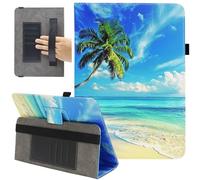 Universal 10 10.1 11 Inch Tablet Case, Viclowlpfe Protective Folio Stand Android Case for 9.6-11 Inch Tablet with Hand Strap and Cards Slots, Coconut Tree