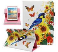 Universal 10 10.1 Inch Android Tablet Case, Dluggs 360 Degree Rotating Multi-Angle Viewing Stand Universal Case Cover for 10 10.1 and All 9.5-10.5 Inch Tablet, Sunflower Bird