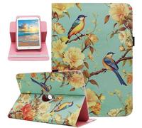 Universal 10 10.1 Inch Android Tablet Case, Dluggs PU Leather 360 Degree Rotating Multi-Angle Viewing Stand Case Cover for 10 10.1 and All 9.5-10.5 Inch Tablet, Birds Flower