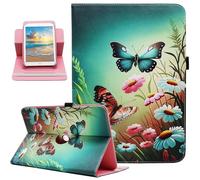 Universal 10 10.1 Inch Android Tablet Case, Dluggs PU Leather 360 Degree Rotating Multi-Angle Viewing Stand Case Cover for 10 10.1 and All 9.5-10.5 Inch Tablet, Butterfly Flowers