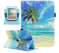 Universal 10 10.1 Inch Android Tablet Case, Dluggs PU Leather 360 Degree Rotating Multi-Angle Viewing Stand Case Cover for 10 10.1 and All 9.5-10.5 Inch Tablet, Coconut Tree