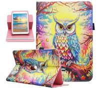 Universal 10 10.1 Inch Android Tablet Case, Dluggs PU Leather 360 Degree Rotating Multi-Angle Viewing Stand Case Cover for 10 10.1 and All 9.5-10.5 Inch Tablet, Owl