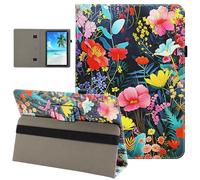 Universal 10 10.1 Inch Android Tablet Case, Dluggs Slim Folding Stand Folio Leather Case Cover for 9.5-11 Inch Tablet with Hand Strap, Flowers