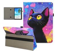 Universal 10 10.1 Inch Android Tablet Case, Dluggs Slim Folding Stand Folio Leather Case Cover for 9.5-11 Inch Tablet with Hand Strap, Black Cat