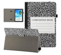 Universal 10 10.1 Inch Android Tablet Case, Dluggs Slim Folding Stand Folio Leather Case Cover for 9.5-11 Inch Tablet with Hand Strap, Composition Book